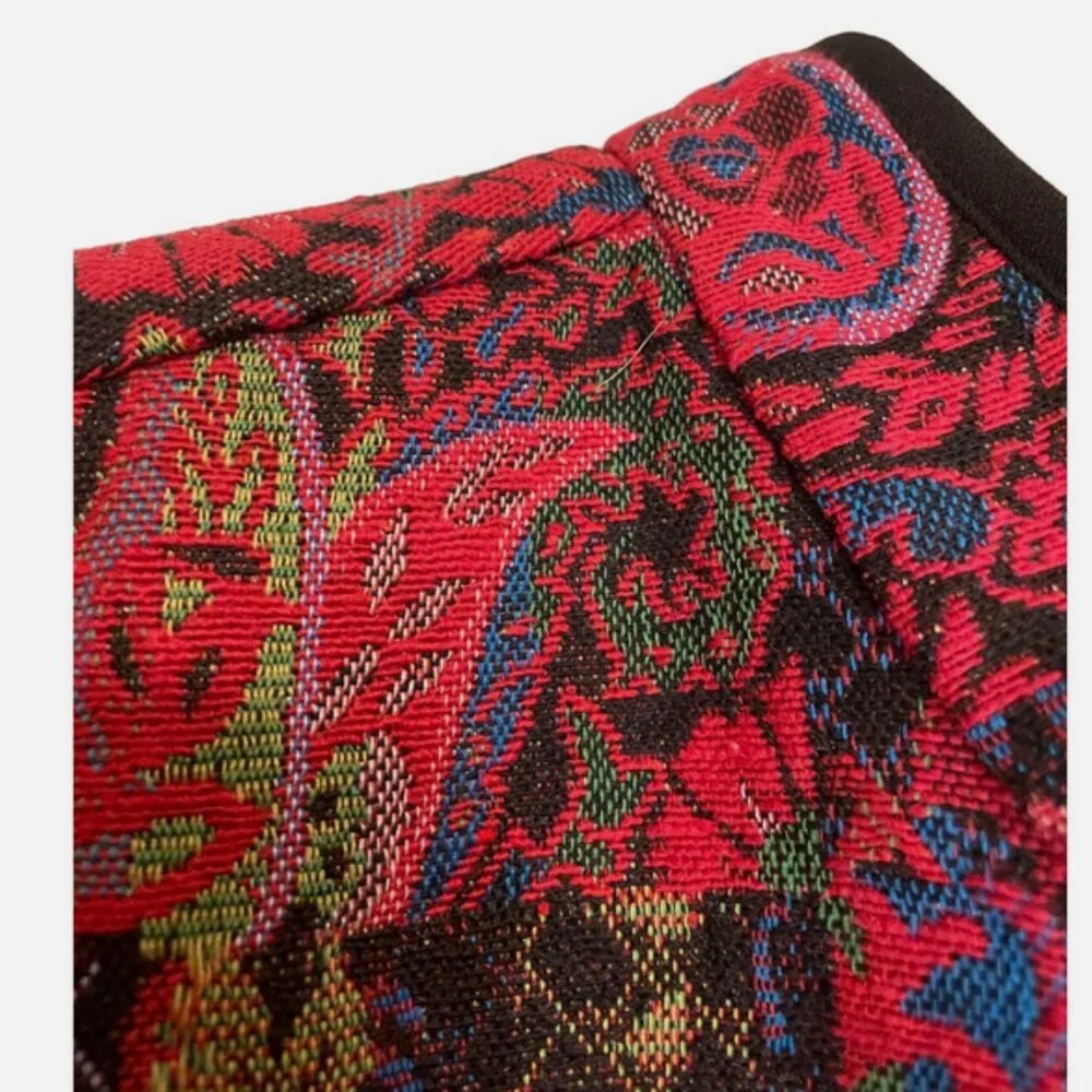 Serengeti Catalog Floral Tapestry Open Jacket | Women’s 3X | Red | Pockets